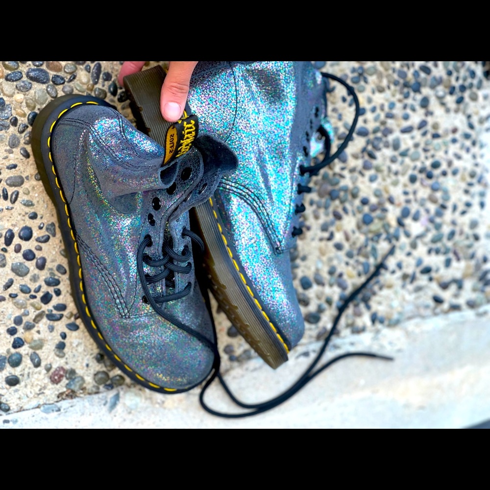 glitter doc martins dice 6.5 leather and suede